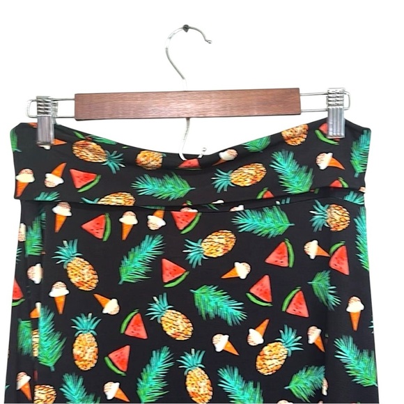 LuLaRoe Black Maxi Skirt Size S Fruit Ice Cream Print Tropical Y2K Summercore - Picture 8 of 8